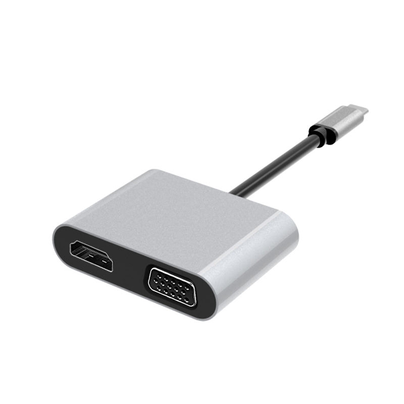 สาย Gray-Type C เป็น VGA HDMI 2 IN 1