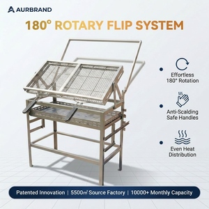 Grill à <span class=keywords><strong>charbon</strong></span> rotatif en acier inoxydable 304 personnalisé OEM, barbecue double panier rotatif à 180°, grils professionnels d'extérieur, vente en gros - Product Image 5
