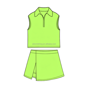 Ensemble de vêtements de sport pour filles de taille américaine standard, sans manches, col polo zippé, jupe-short, couleur et taille personnalisées - Product Image 2
