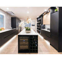 Alibaba China moderno insland europeo laca brillante color negro armario de cocina