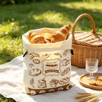 Sac à pain réutilisable pour boulangerie, résistant à l'huile et à l'eau, avec doublure personnalisée imprimée, pochette de rangement à cordon pour pains et produits de boulangerie