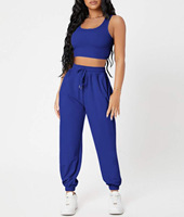 Ensemble de survêtement 2 pièces pour femmes débardeurs et pantalons de survêtement avec cordon de serrage Yoga Fitness vêtements de sport vêtements de sport