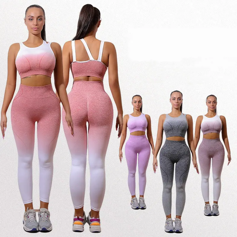 New High Impact Sports Bra Compression Leggings Active Gym Wear Custom Wholesale Plus Size Pants and Bras Women Yoga Set Fitness