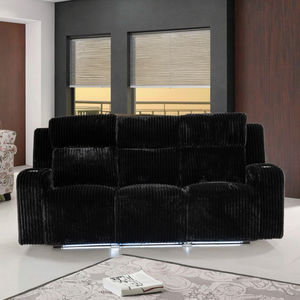 厚手のストライプコーデュロイ生地を使用したモダンなモジュール式セクショナルソファセット、センターコンソールソケット、カップホルダー付き、ホテルやヴィラでの使用に最適、リクライニング機能付き - Product Image 5