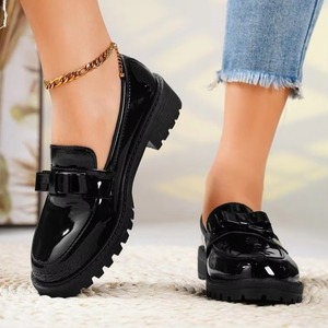 Custom Logo <strong>Women</strong> Patent Chunky Loafers Good Quality Comfortable <strong>Slip</strong> on Platform <strong>Shoes</strong> <strong>Non</strong> <strong>Slip</strong> Casual Wear Office Footwear - Product Image 4