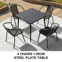 Ensemble table et chaises d'extérieur en verre rond de 70 cm pour balcon de villa moderne, cour et jardin de thé, idéal pour la détente