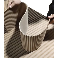 Panneau mural 3D en MDF à fibres de bois, moulure ondulée courbée, décoration intérieure pour hôtel