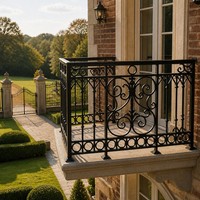 Rampe de balcon et d'escalier en fer forgé galvanisé noir, sur mesure, élégante et contemporaine, pour hôtels résidentiels et villas, artisanale et facile à installer