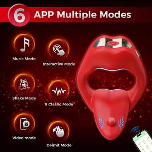 Aplicación vibrador masajeador de próstata anillo de bloqueo para retrasar la eyaculación aumentar el tiempo de placer anillo de bloqueo de Control remoto de lengua - Product Image 5