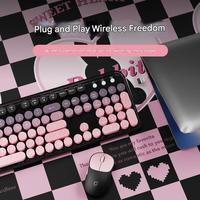 Keyboard Membran Nirkabel New Gradient V96 Frost Green/Jelly Bean/Blackberry Punk dengan Nuansa Mekanik, Set Keyboard dan Mouse Senyap