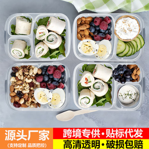 Three Compartment <b>Lunch</b> <b>Box</b> Plastic Microwave Safe Rectangle Food Storage Container Portable For All - Product Image 4