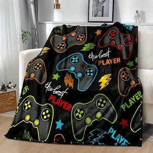 Gamepad printed flannel blanket  travel camping bed  sofa  office home decor  soft and comfortable cover blanket  birthday gift