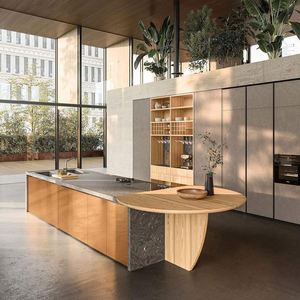 Ensemble de cuisine complet de luxe sur mesure, moderne, avec rangement en verre, acrylique, marbre, comprenant des charnières pour l'amélioration de l'habitat, îlot de cuisine - Product Image 2