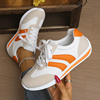 Sepatu Sneakers Wanita Retro Warna-Blok Jaring 2025 - Detail Garis Tali Sepatu Kasual untuk Berjalan