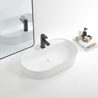 Fabricant d'articles sanitaires, lavabo de salle de bain en céramique brillante, lavabo sur plan.