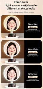 Multi Function Detachable Smart LED Rechargeable <b>Makeup</b> <b>Mirror</b> Holder Portable 3 Color Dimmable <b>Light</b> Cosmetic <b>Mirror</b> - Product Image 6