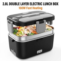 Boîte à lunch électrique en acier inoxydable 304 à double couche, chauffage rapide 100W, 2,8L, anti-fuite avec sac isotherme – Vente en gros