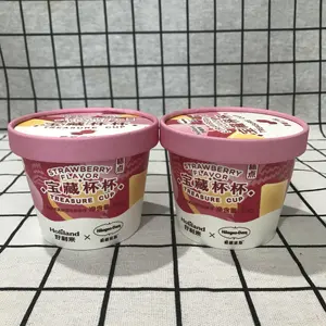 Coppe per gelato usa e getta in carta kraft di alta qualità tazza per budino allo yogurt con coperchi