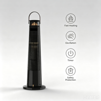 Chauffage électrique PTC à flamme simulée avec télécommande, portable, design autoportant pour plafond et bureau, pour usage domestique