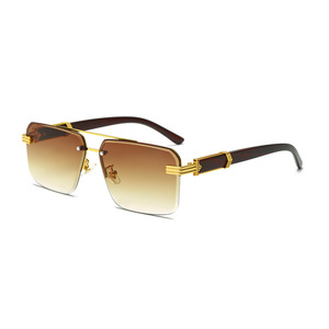 Unisex <b>Frameless</b> Beveled Sunglasses Metal <b>Frame</b> Rose Gold UV400 Protection PC Lens Class 2 Sunshades - Product Image 1