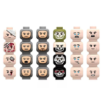 Accessoires d'expression faciale pour figurines de construction MOC - Soldat allemand, Soldat fantôme masqué blessé - Pièces de modèle de blocs de construction jouet