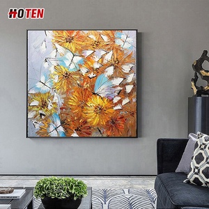 Arte <span class=keywords><strong>de</strong></span> lienzo abstracto moderno-Pintura al óleo <span class=keywords><strong>de</strong></span> mariposa pintada a mano con el diseño más nuevo - Product Image 4