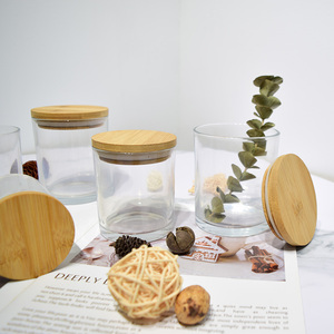 Wholesale Simple Clear <strong>Glass</strong> Cylinder Candle Jar with Wooden <strong>Lids</strong> for Candle <strong>Container</strong> - Product Image 5