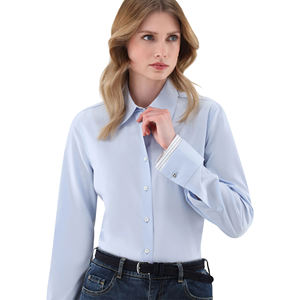 Produttore OEM Custom puro cotone manica lunga polsino francese doppio polsino a contrasto camicie da cerimonia Slim Fit da donna - Product Image 3