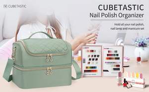 Free Sample New Promotion-Unique Purple Bilayer Women's Train <b>Storage</b> Bag Large Capacity Makeup <b>Box</b> with Portable Zipper Closure - Product Image 2