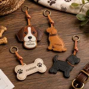 Porte-clés en cuir personnalisé sur le thème des chiens, avec logo imprimé UV et anneau en alliage de zinc, cadeaux souvenirs de qualité supérieure - Product Image 1