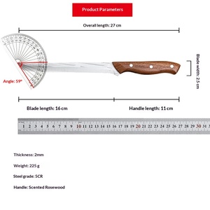 Stainless Steel <strong>Ham</strong> Knife Sharp <strong>Cooking</strong> &amp; <strong>Bone</strong>-Cutting Knife with Wood Handle - Product Image 4