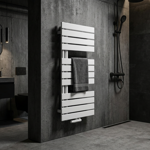 Sèche-serviettes plat blanc à panneau chauffant, radiateur hydronique pour salle de bain avec étagère pour spa et salle de <span class=keywords><strong>douche</strong></span> - Product Image 3