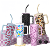 Ice King Cup 3rd Generation 5D Leopard Print 40oz Gran capacidad Vaso de acero inoxidable Mango Pedido mínimo Una pieza