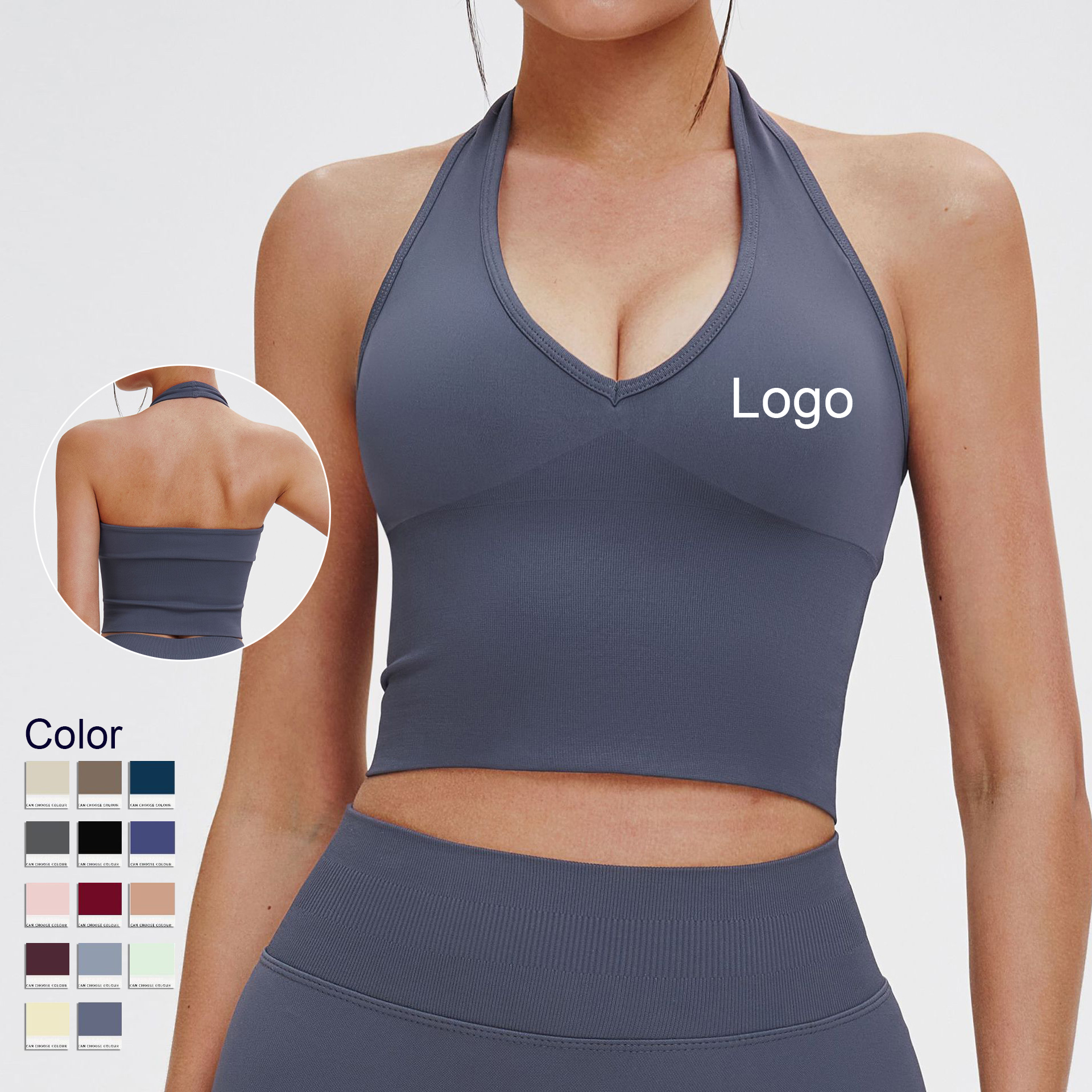 Seamless Breathable Simple Gym Wear Yoga Bra Women Gym Fitness Tank Top Sexy Halter Vest