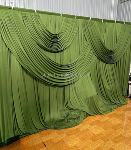 Tenda di Sfondo in Seta Verde per Palcoscenico di Matrimoni e <span class=keywords><strong>Feste</strong></span> di Compleanno - Product Image 1
