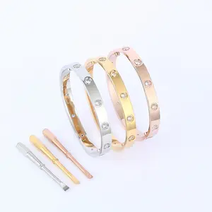 Fashion Luxury Designer Nail Bracelet Aço Inoxidável 18K Banhado A Ouro Chave De Fenda Screw Bangle Bracelet Para Casal Homens Mulheres