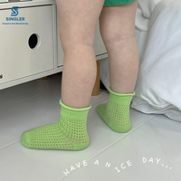 Chaussettes d'été en maille pour bébé, chaussettes pour tout-petits à bord roulé couleur macaron, chaussettes fines et respirantes pour nourrissons 0-3 ans, vente en gros