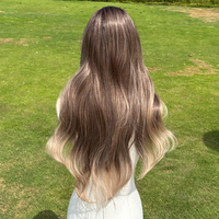 Perruque de mode SMILCO pour femme, dentelle 13*4, dégradé marron, ondulée bouclée, douce et volumineuse, effet Body Wave, en fibre japonaise SM9022B