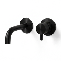 Robinet de lavabo mural monocommande contemporain en or brossé, acier inoxydable 304, mitigeur de lavabo moderne, accessoires de salle de bain de qualité