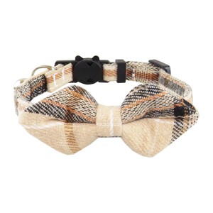 Collares para Gatos de Algodón a Cuadros con Lazo y Hebilla Ajustable, Diseño Clásico para Gatos Pequeños, Todas las Temporadas - Product Image 4
