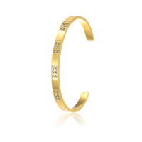 Gelang Fashion NIMAI Lapis Emas 18K dari Baja Anti Karat, Berhiaskan Zirkonia Kubik Bentuk Bintang dan Bulat, Model Conch Opening untuk Wanita