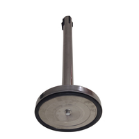 Barrière de contrôle des foules en acier inoxydable argenté, hauteur 930 mm, avec sangle rétractable et base de 35 cm de diamètre