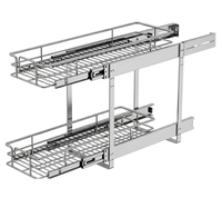7,5 inch smalle staande, stevige, moderne, minimalistische kastorganizer met dubbele laag, schuifmand, keukenopbergrek, zacht