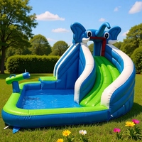 Toboggans aquatiques géants, deux toboggans longs, château gonflable pour enfants, structure gonflable extérieure, parc aquatique, thème 680W