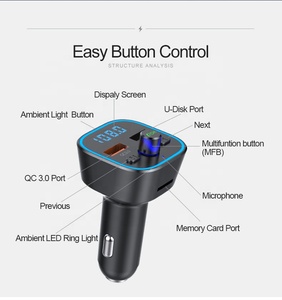 Émetteur FM Bluetooth T35 amélioré, adaptateur radio sans fil, kit voiture, double USB, charge rapide 18W QC3.0, lecteur MP3, prise en charge de la <span class=keywords><strong>carte</strong></span> TF - Product Image 6