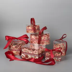 Großhandel hochtransparente transparente Tortenverpackungsbox aus Kunststoff quadratische Popcorn-Bäckkuchenboxen für Hochzeit