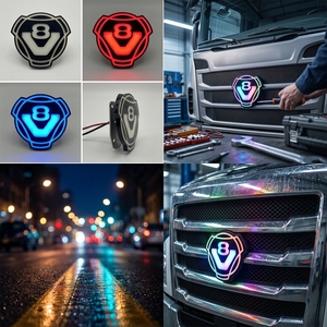 Badge lumineux LED coloré avec logo <span class=keywords><strong>V8</strong></span> 24V pour camion lourd <span class=keywords><strong>Scania</strong></span>, compatible avec la calandre avant. - Product Image 6