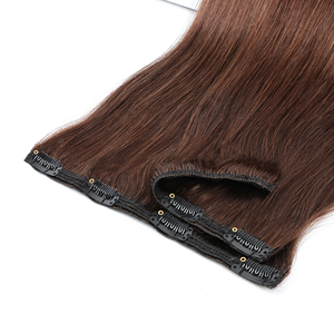 Extensions de cheveux humains naturels <span class=keywords><strong>Remy</strong></span> 100% cheveux humains bruns à clipser, provenant d'un seul donneur - Product Image 1