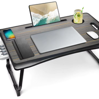 Table de lit pliable et portable avec tiroir de rangement et porte-gobelet pour manger le petit-déjeuner au lit