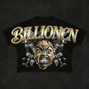 เสื้อยืดครอปแขนสั้นทรงโอเวอร์ไซส์ คอกลม ระบายอากาศได้ดี พิมพ์ลายสัตว์แบบวินเทจ ล้างสีแบบแอซิด 100% ผ้าไหมพิมพ์ลายสกรีน สำหรับผู้ชาย - Product Image 1